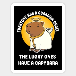 Everyone has a guardian angel the lucky ones have a Capbara Cartoon Magnet